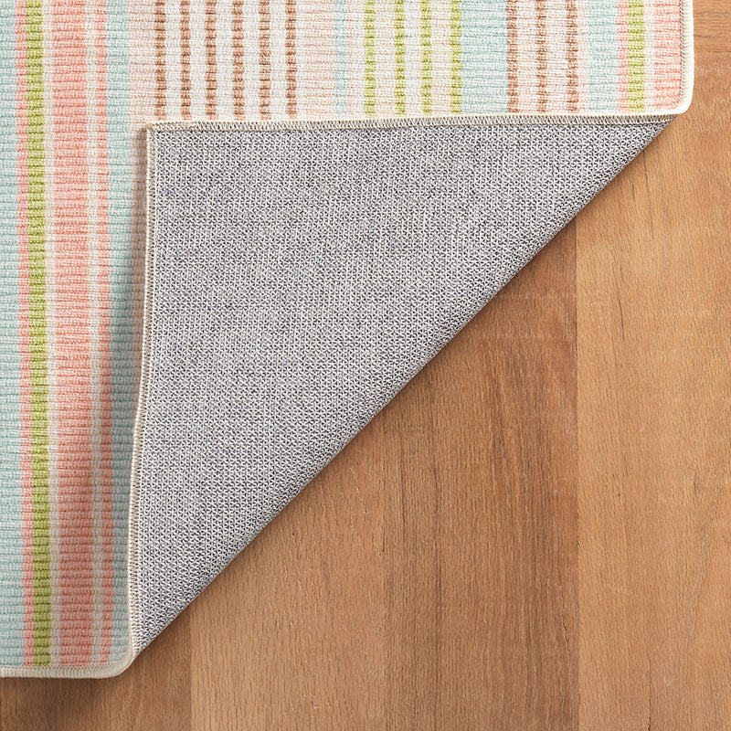 Ana Ticking Washable Rug - Aqua, 2' x 3'