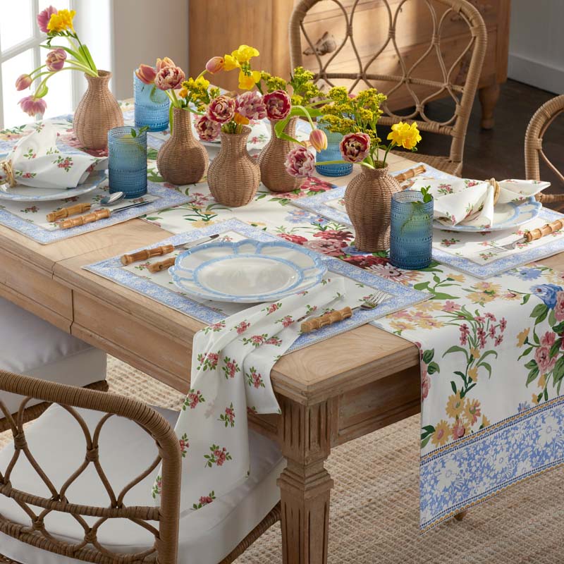 Garden Floral Cotton Table Runner - Natures Bouquet, 16 in. x 108 in.