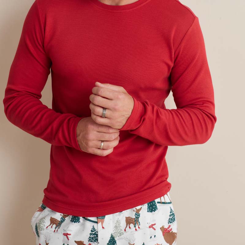 Family Flannel Men's Jogger Pants Pajama Set - Winter Skating Animals, M