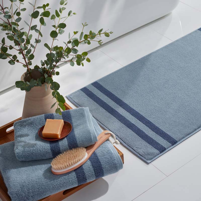 Mirage Aegean Cotton Reversible Stripe Hand Towel - Smoky Blue