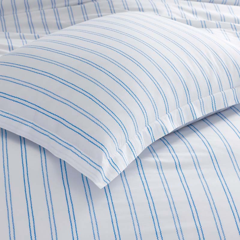Blossoms and Stripes Classic Cool Cotton Percale Flat Bed Sheet - Squiggle Stripe, Twin/Twin XL