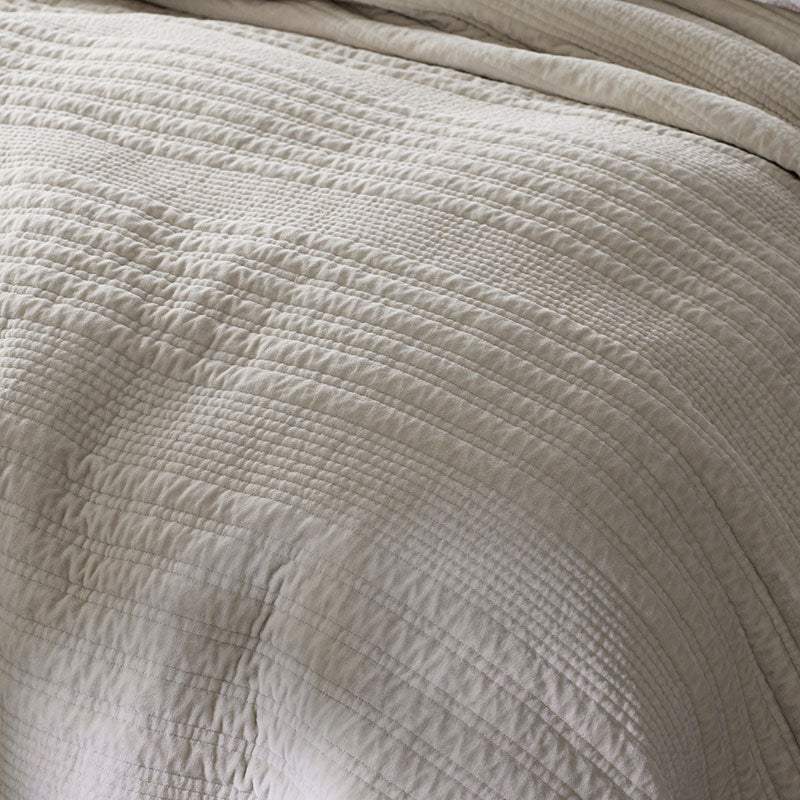 Line Stitch Velvet Quilted Sham - Light Sand, King