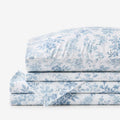 Whisper Fleur Premium Smooth Wrinkle-Free Sateen Bed Sheet Set - Blue Mist, King