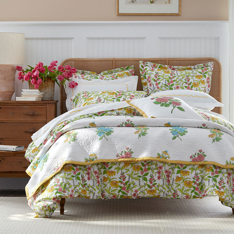 Lily Garden Quilted Coverlet - White Multi, King/Cal. King