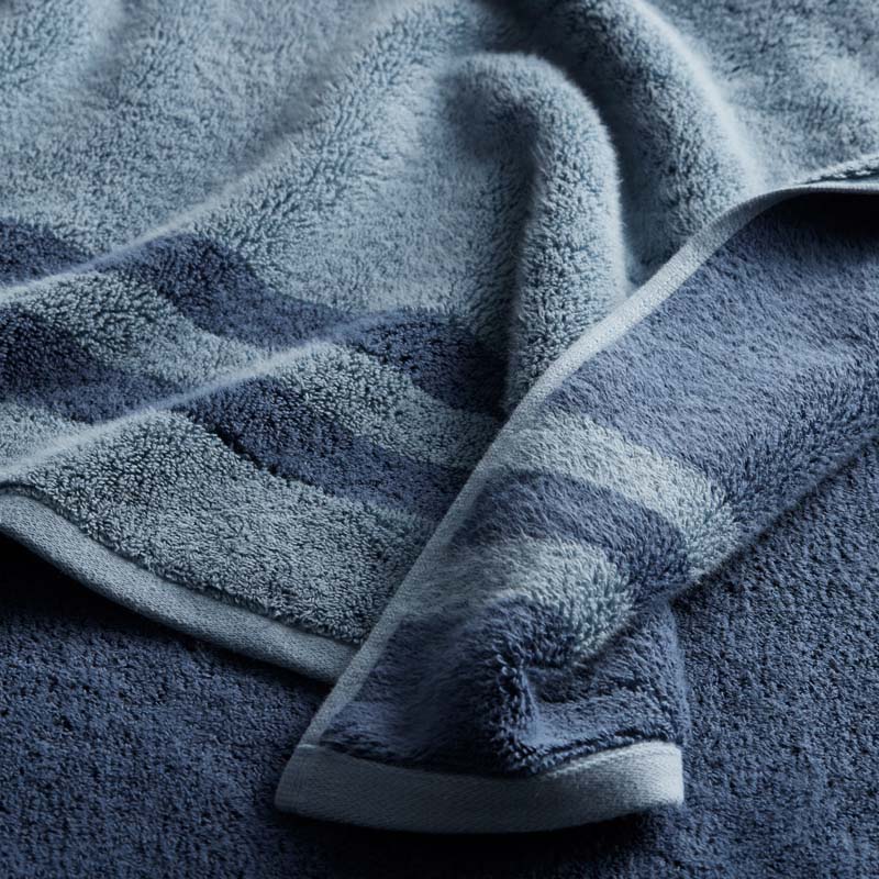 Mirage Aegean Cotton Reversible Stripe Bath Towel - Smoky Blue