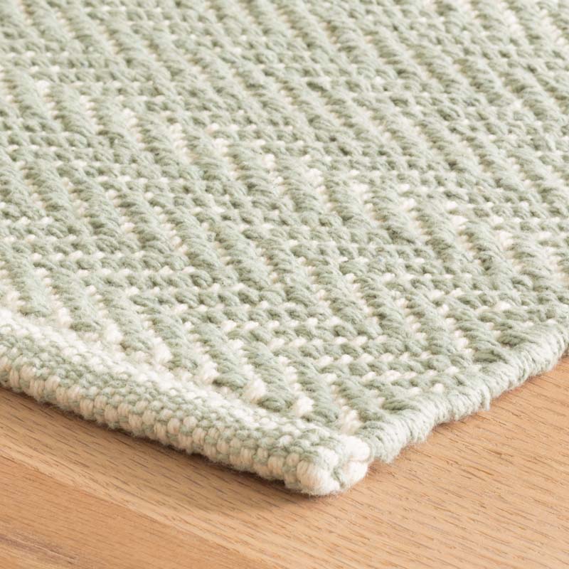 Herringbone Handwoven Cotton Rug - Ocean Green, 4' x 6'