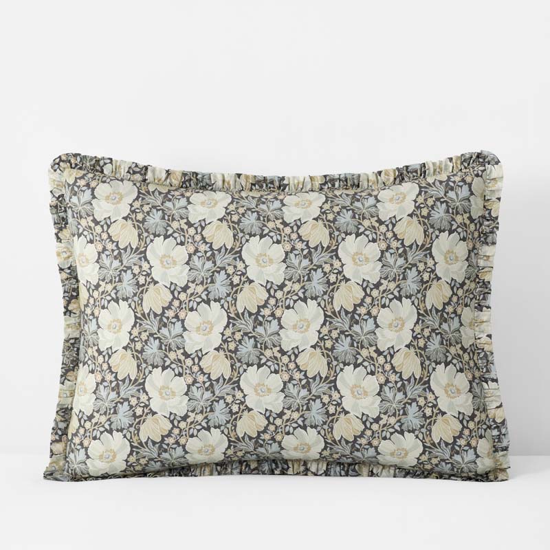 Tapestry Floral Reversible Garment Washed Cotton Percale Sham - Ivory Multi, Standard