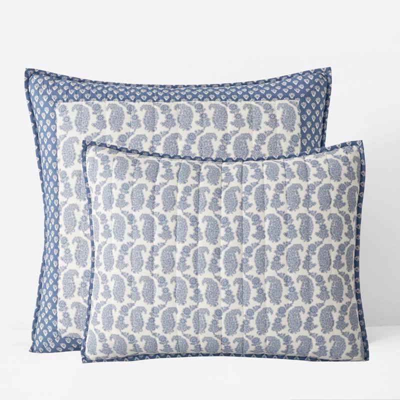 Jiya Reversible Quilted Sham - Blue, King