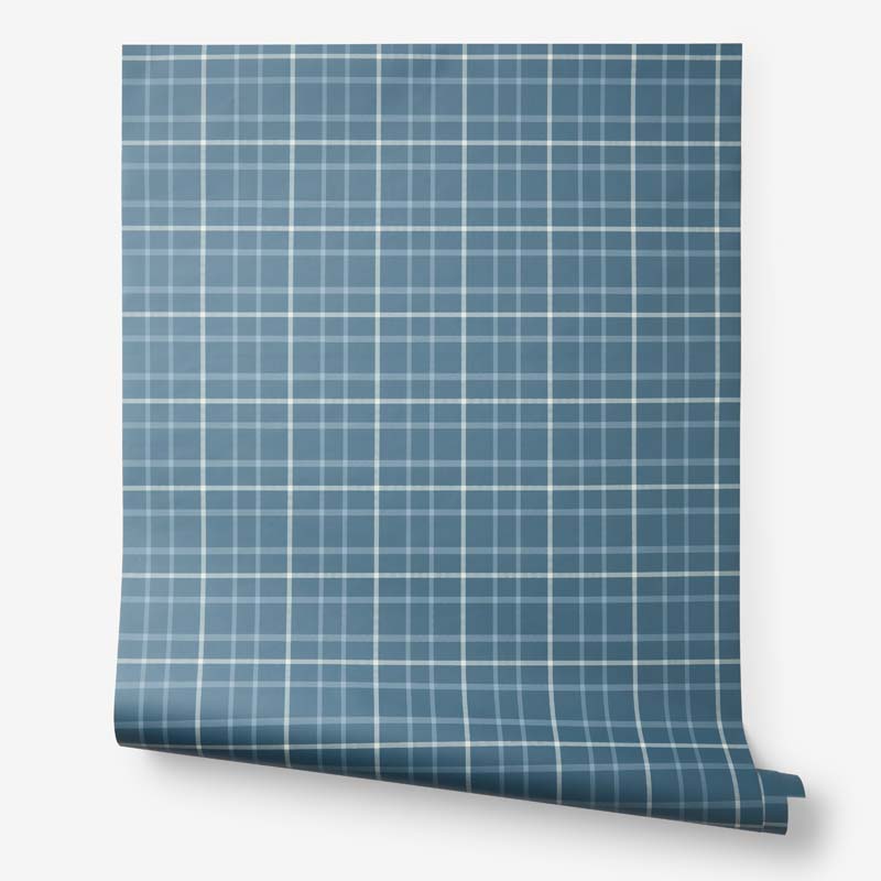 Plaid Traditional Wallpaper - Mineral, Roll