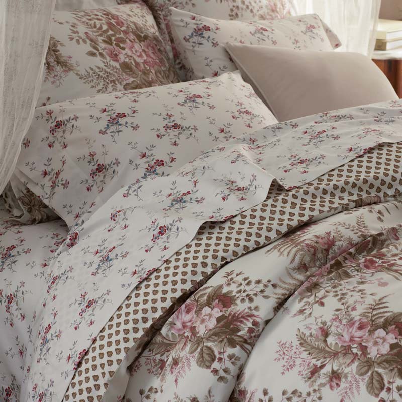 Rupa Premium Smooth Sateen Fitted Bed Sheet - Cream Multi, King