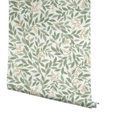 Willowberry Traditional Wallpaper - Sage White, Roll
