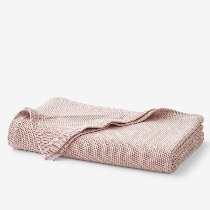 Garter Stitch Blanket - Pink Blush, King/Cal. King