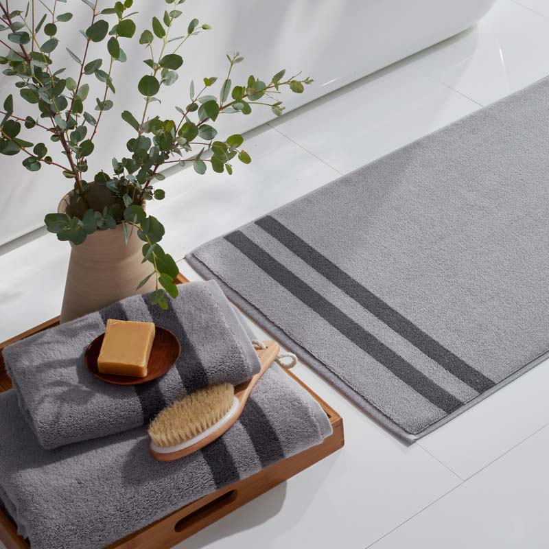 Mirage Aegean Cotton Reversible Stripe Bath Towel - Slate Gray