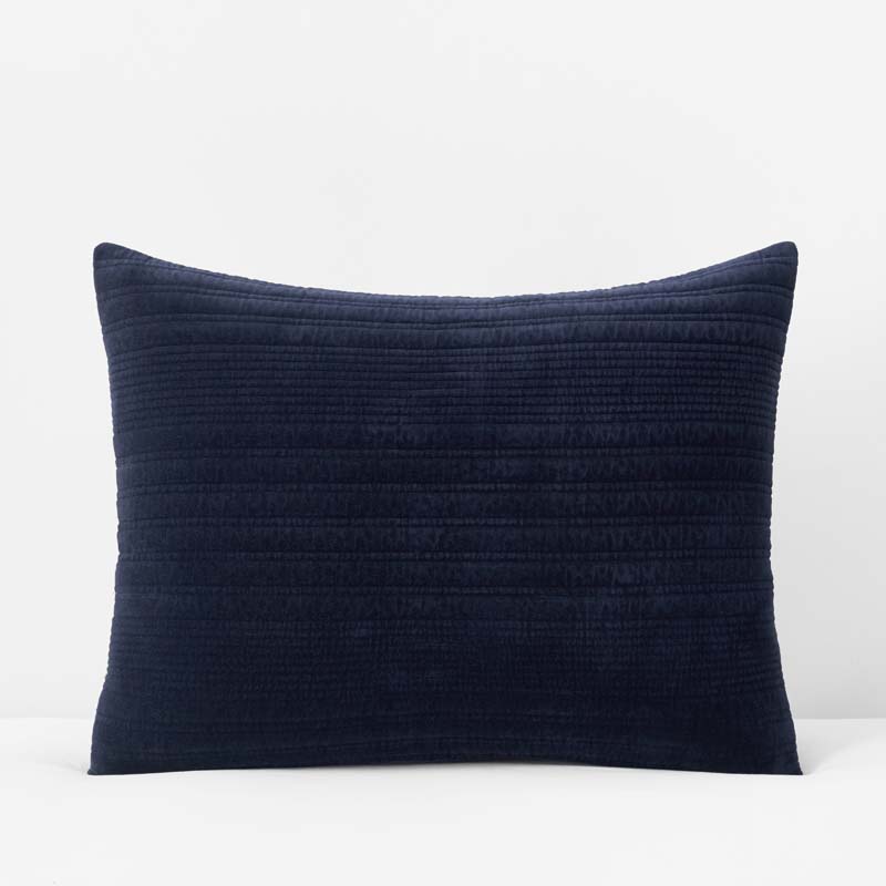 Line Stitch Velvet Quilted Sham - Navy, Standard