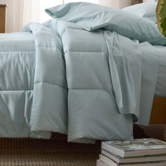 Solid Garment Washed Cotton Percale Comforter - Cloud Blue, Twin/Twin XL
