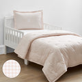 Ditsy Gingham Classic Cool Organic Cotton Percale Toddler Comforter Set - Pink