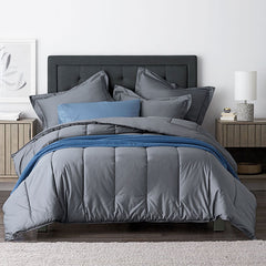 Classic Smooth Wrinkle-Free Sateen Comforter - Stone Gray, Full