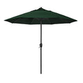 Round Outdoor Patio Umbrella, Aluminum with Auto Tilt Crank - Black Finish, Forest Green, 9'