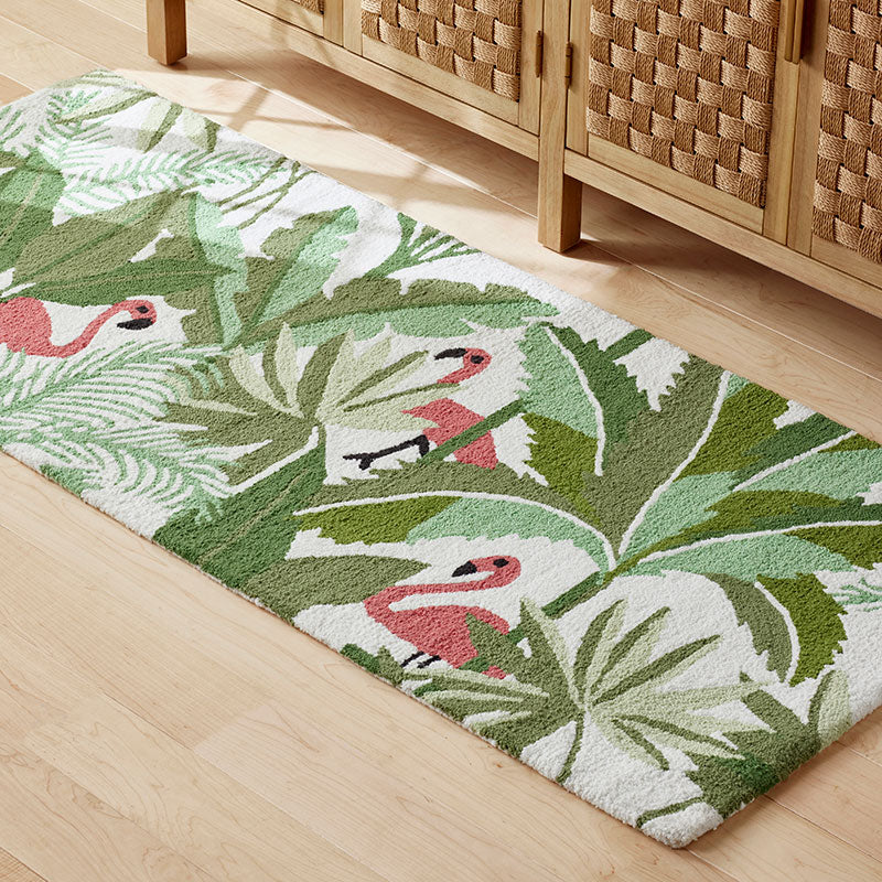 Hand-Hooked Indoor/Outdoor Rug - Tropical Flamingo, 30" x 72"