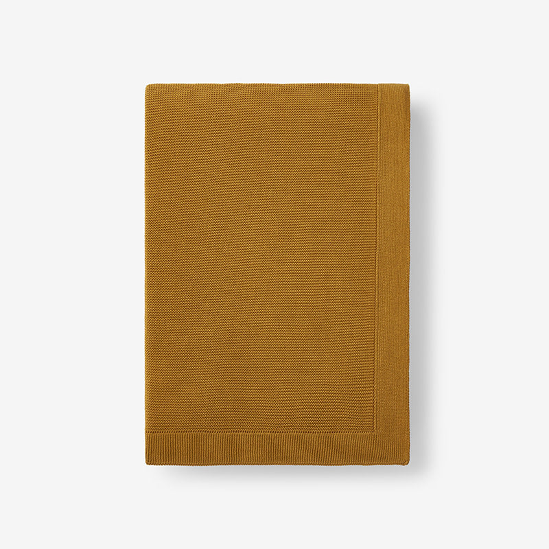 Classic All Season Breathable Cotton Knit Throw - Gold
