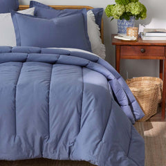 Solid Garment Washed Cotton Percale Comforter - Denim Blue, Twin/Twin XL