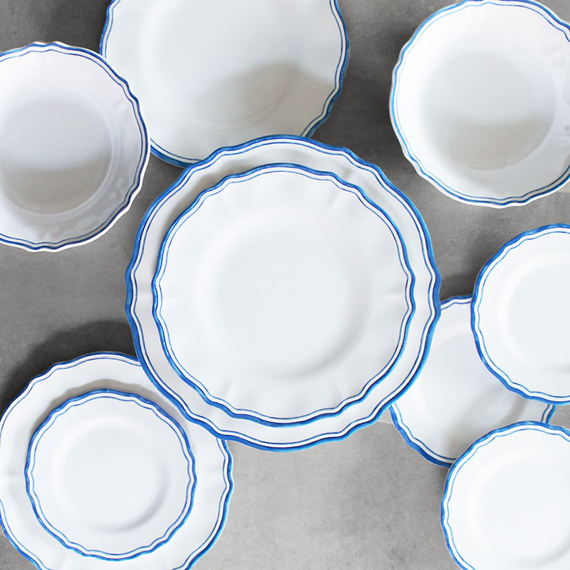 Maison Melamine Cereal Bowls, Set of 4 - White/Blue