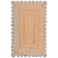 Scallop Border Handwoven Jute Rug - Light Blue, 8' x 10'