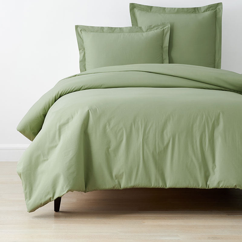 Classic Cool Organic Cotton Percale Solid Duvet Cover - Moss Green, Twin