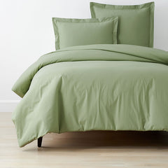 Classic Cool Organic Cotton Percale Solid Duvet Cover - Moss Green, Full/Queen