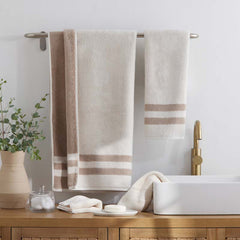 Mirage Aegean Cotton Reversible Stripe Bath Towel - Ecru