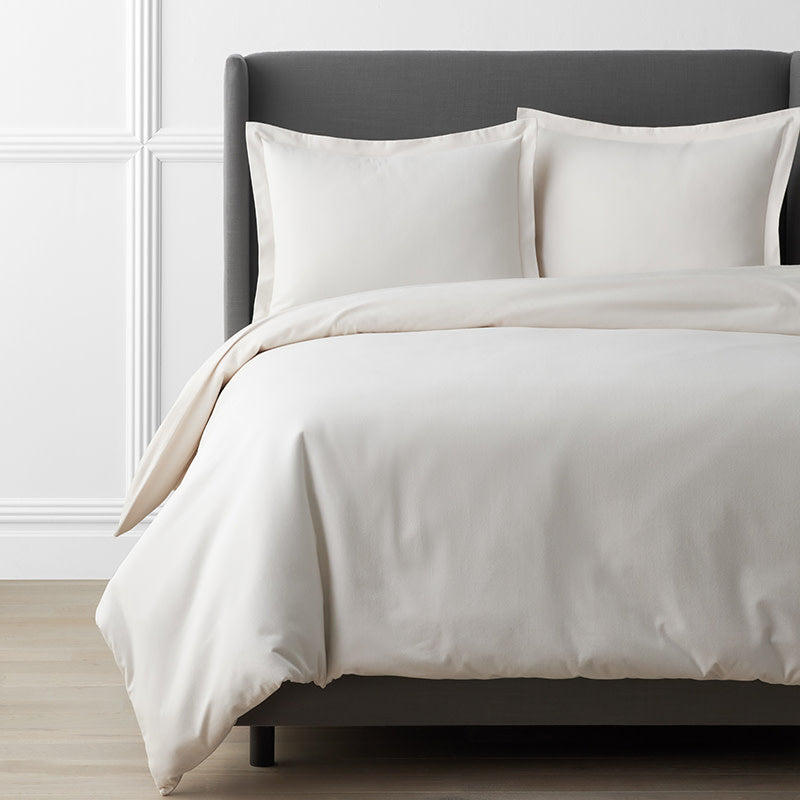 Luxe Ultra-Cozy Cotton Velvet Flannel Duvet Cover Cream, Full/Queen