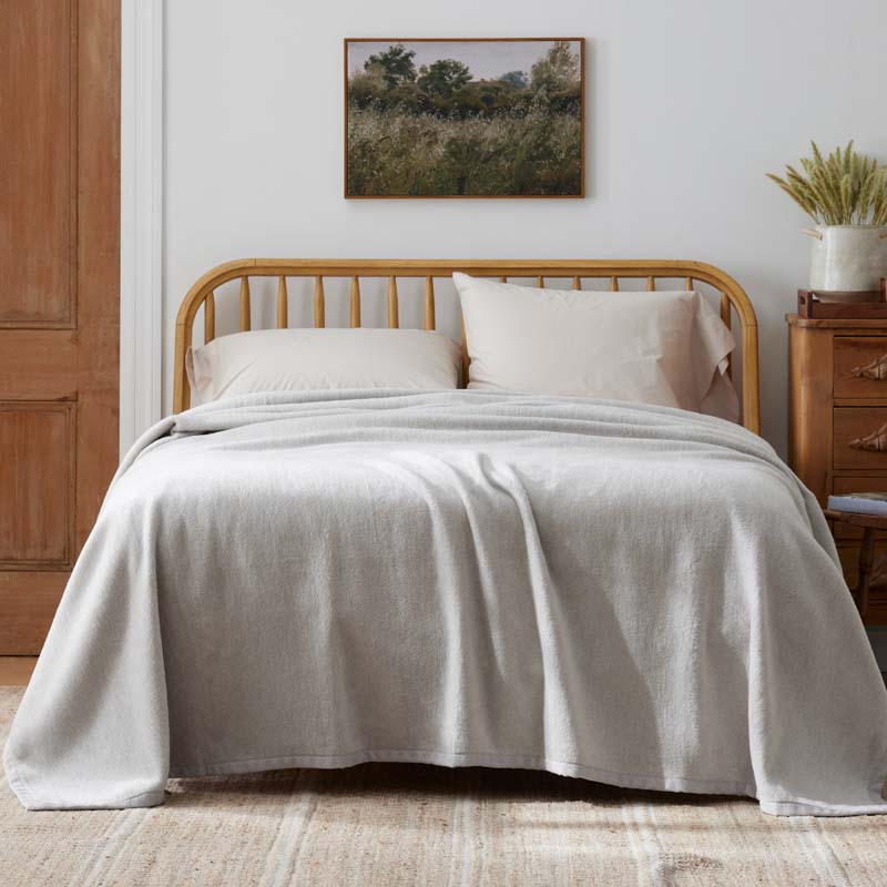 Cotton/Acrylic Fleece Blanket - Silver, King/Cal. King