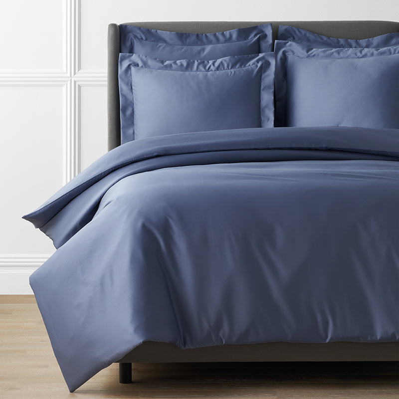Premium Smooth Supima® Cotton Wrinkle-Free Sateen Duvet Cover - Blue Dusk, Full