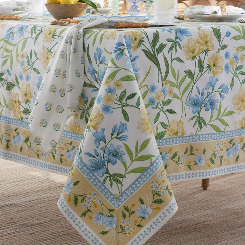Garden Floral Cotton Tablecloth - Gardenia Mist, 70 in. x 120 in.