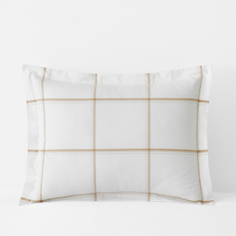Tailored Stripes and Plaids Classic Cool Cotton Percale Sham - Window Pane Plaid Wheat, King