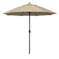 Round Outdoor Patio Umbrella, Aluminum with Auto Tilt Crank - Black Finish, Antique Beige, 9'