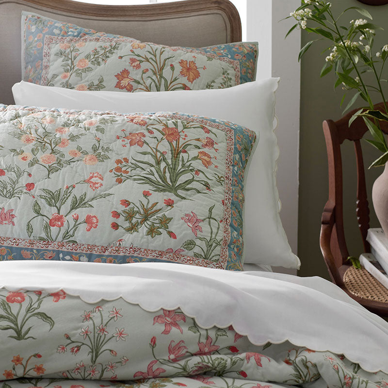 Embroidered Scallop Classic Smooth Sateen Solid Bed Sheet Set - Ivory, Full