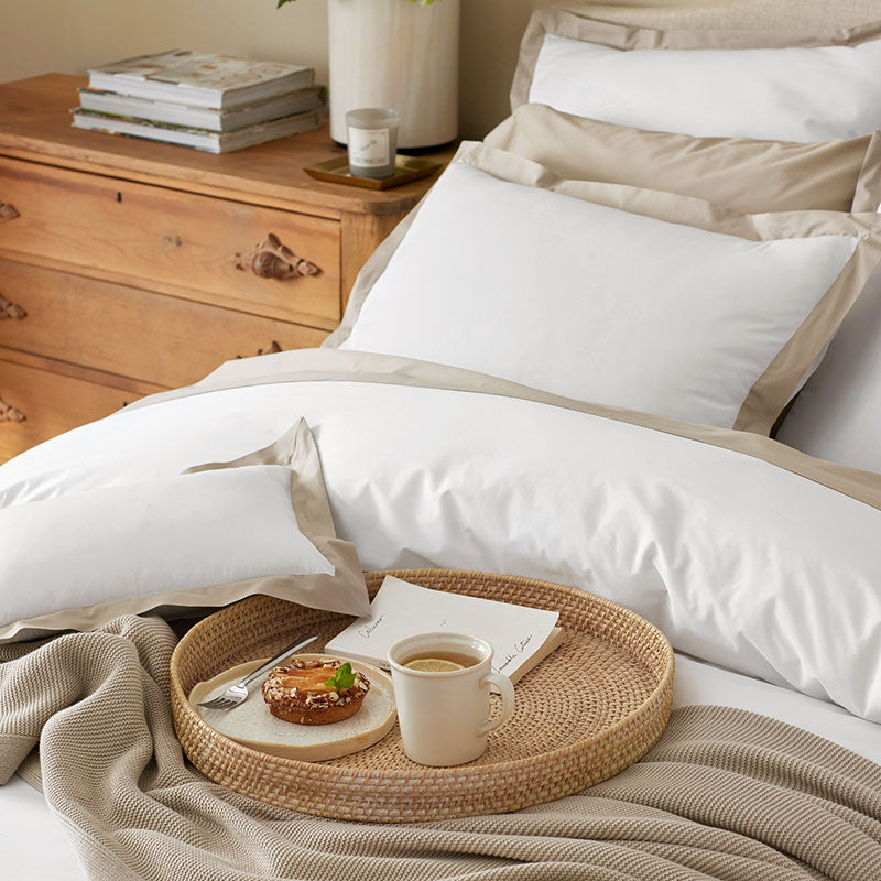 Solid Border Classic Cool Cotton Percale Duvet Cover - Cocoa, King/Cal. King