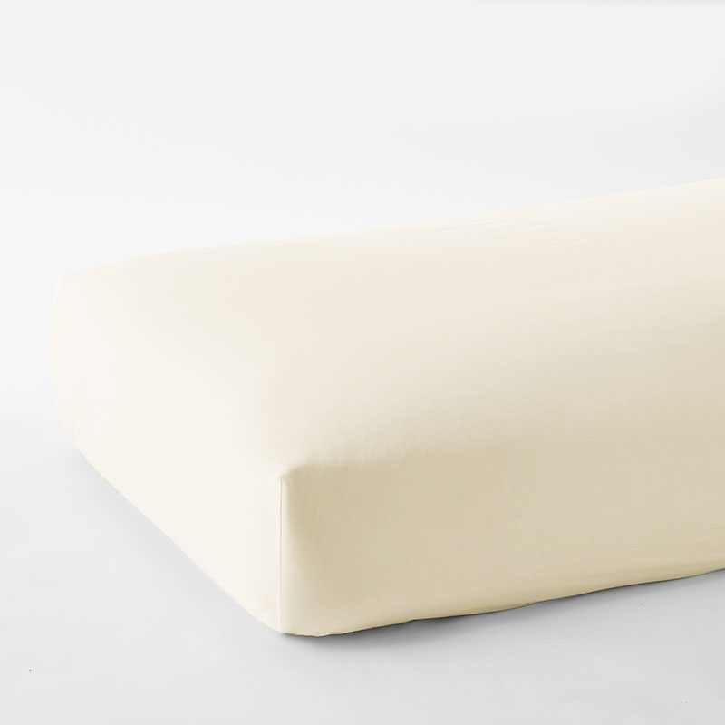 Premium Smooth Organic Cotton Sateen Fitted Bed Sheet - Ivory, Full