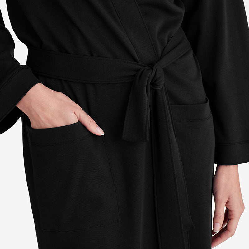 Pima Cotton Kimono Robe - Black, L