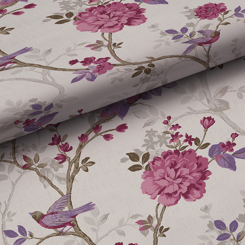 Traditional Bird Removable Wallpaper - Purple, Roll