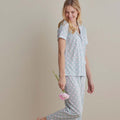 Cotton Modal Women's Cropped Pants Pajama Set - Pretty Dot, XXL