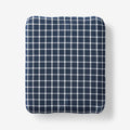 Classic Stripes and Plaids Cool Yarn-Dyed Cotton Percale Fitted Bed Sheet - Windowpane White/Navy, Full