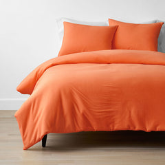 T-Shirt Soft Jersey Knit Duvet Cover Set - Orange, Full