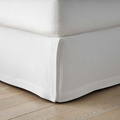 Matelassé 14 in. Bed Skirt - Vertical Stripe White, Queen