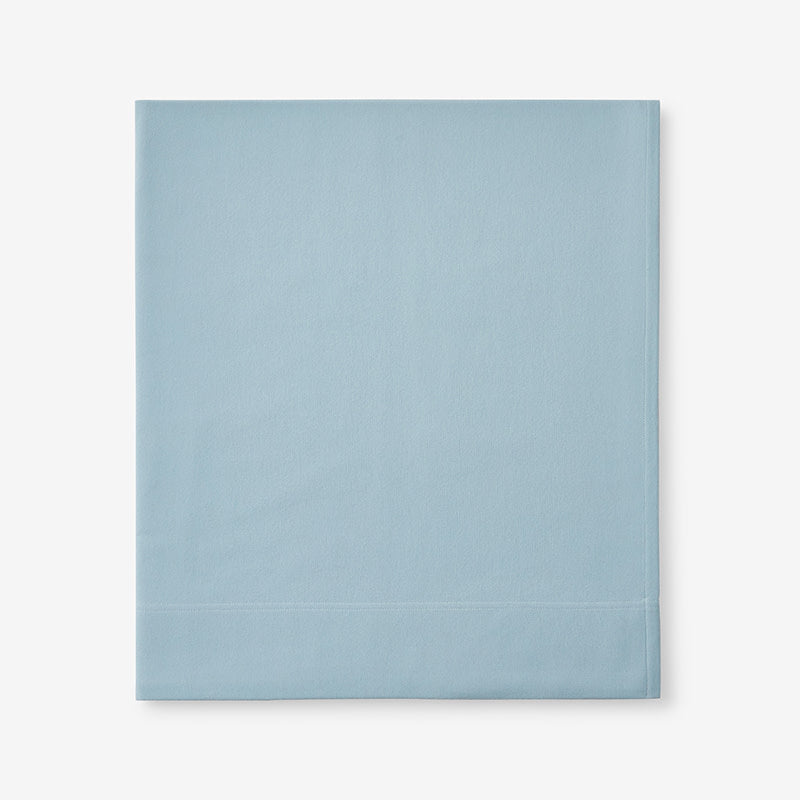 Luxe Ultra-Cozy Cotton Velvet Flannel Flat Bed Sheet Cloud Blue, Queen