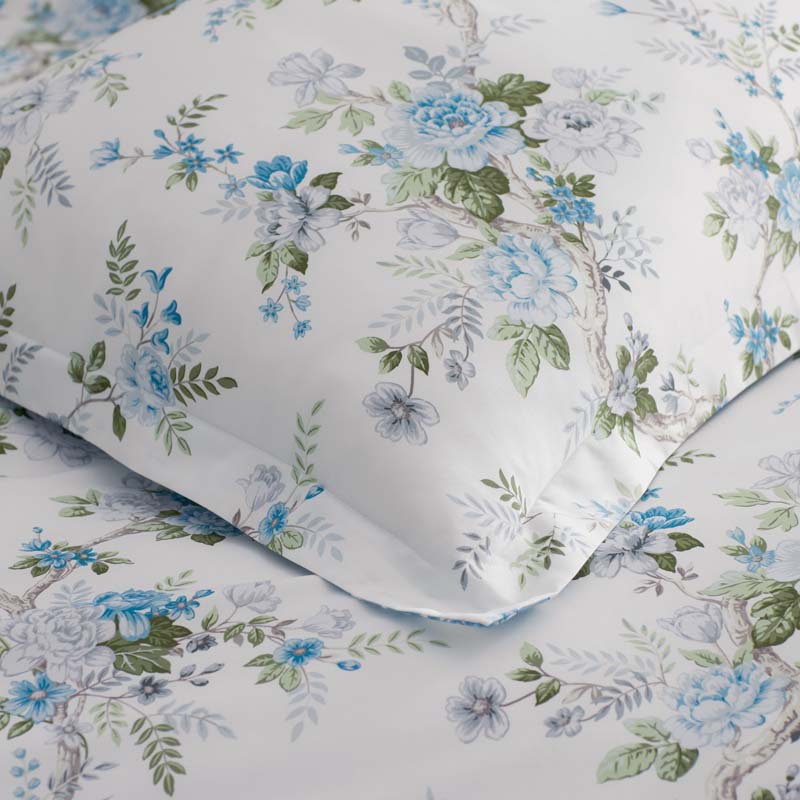 Manor Floral Premium Smooth Sateen Reversible Sham - Blue, King