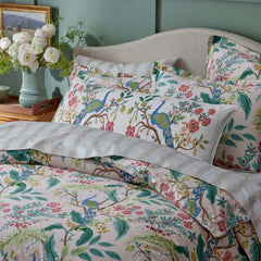 Peacock Decorative Lumbar Pillow Cover - Ivory