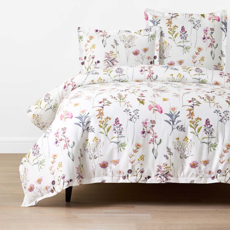 Blooming Garden Classic Smooth Sateen Duvet Cover - White Multi, Twin/Twin XL