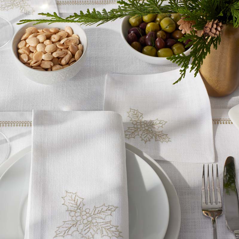 Metallic Cocktail Napkins, Set of 4 - Holly